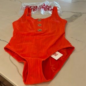 Solid and Striped New Size Large Anne Marie button swimsuit